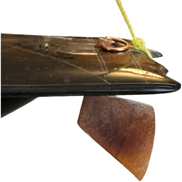 Rare! Large Vtg Bone and Horn Sailboat Hand-Engraved Inlay 17.5" long x 12" tall - Picture 8 of 14